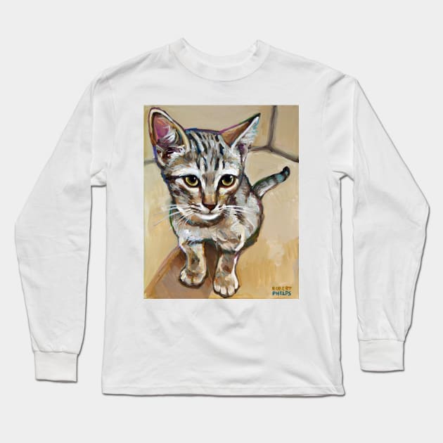 Cute KITTEN PAINTING by Robert Phelps Long Sleeve T-Shirt by RobertPhelpsArt